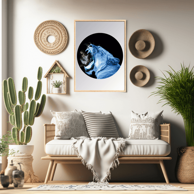 Impression Rugissement de Lionne - Décoration Murale Faune Sauvage / Lioness Roar Art Print - Wild Animal Wall Decor