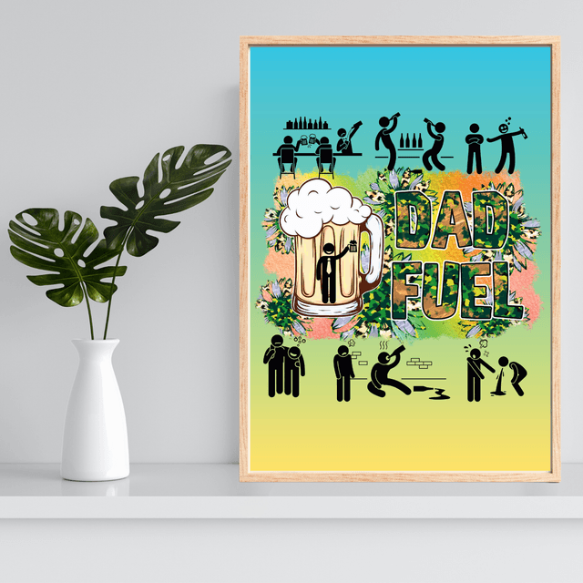 Carburant de Papa : Croquis d'une Soirée Arrosée - Décoration Murale Humoristique / Dad's Fuel: Night Out Sketch Print - Humorous Wall Decor