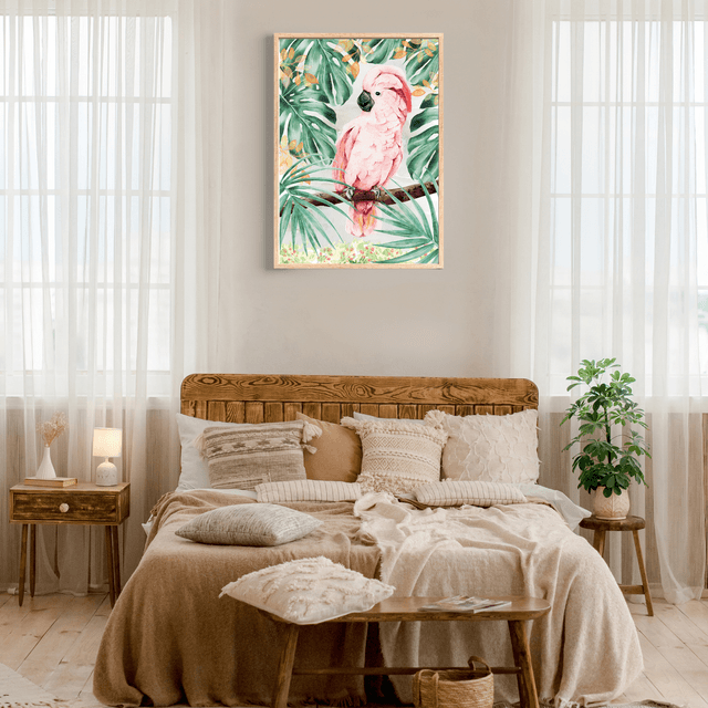 Impression Cacatoès Rosalbin dans un Paradis Tropical - Décoration de Faune Exotique / Roseate Cockatoo in Tropical Paradise Print - Exotic Wildlife 