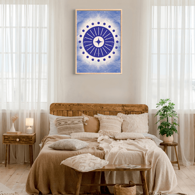 Mystic Radiance Wall Art Print / Affiche Murale Radiance Mystique - Blue Celestial Starburst Boho