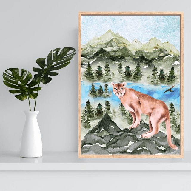Impression de Lion des Montagnes dans la Nature Sauvage / Mountain Lion Print - Wild Nature Portrait