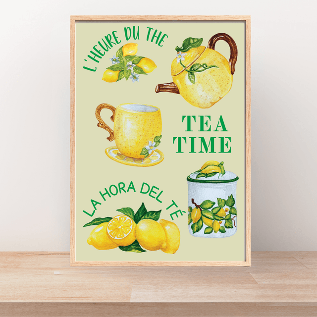 Impression d'Art Typographique 'Lemon Tea Time' - Décoration de Cuisine Conviviale / Lemon Tea Time Typography Art Print - Cozy Kitchen Decor 