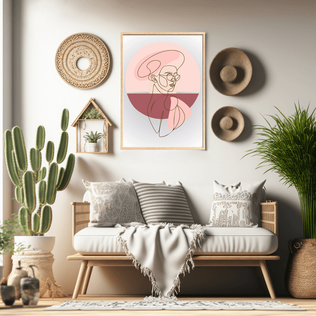 Illustration de Dessin Linéaire Élégante et Féminine - Art Mural Sophistiqué  / Elegant Feminine Line Drawing Illustration - Sophisticated Wall Art 