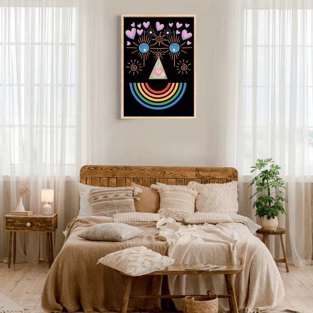 Impression de Sourire Arc-en-ciel - Décoration Murale Vibes Rayonnantes Boho / Boho Rainbow Smile Art Print - Radiant Boho Wall Decor