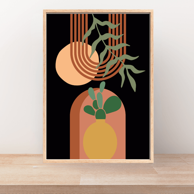 Botanique Moderne – Art Mural Paysage Désertique Abstrait  Boho / Modern Botanical – Abstract Desert Boho Landscape Wall Art
