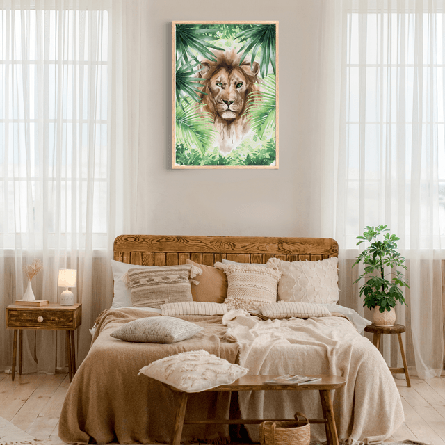 Impression de Lion Rôdant dans les Buissons - Décoration Murale Sauvage / Lion Roaming in the Bushes Print - Wild Wall Decor