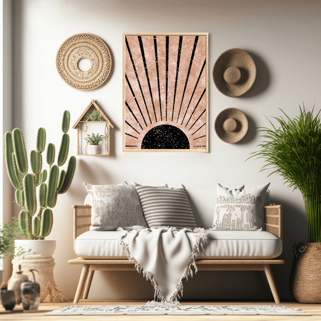 Impression Art Lever de Soleil Bohème - Décoration Murale Bohème  / Boho Sunrise Art Print - Bohemian Wall Decor
