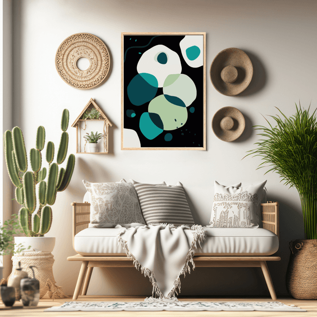 Impression Abstraite Bohème Verte - Décoration Murale Moderne / Green Boho Abstract Print - Modern Wall Decor