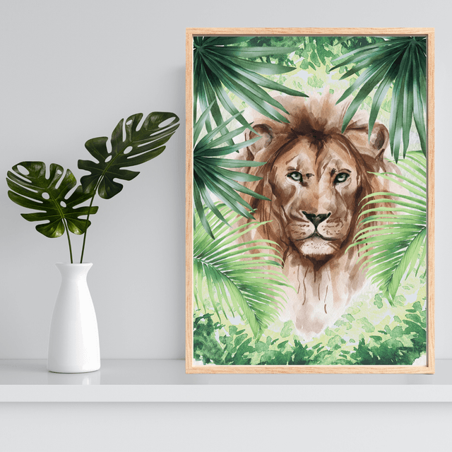 Impression de Lion Rôdant dans les Buissons - Décoration Murale Sauvage / Lion Roaming in the Bushes Print - Wild Wall Decor