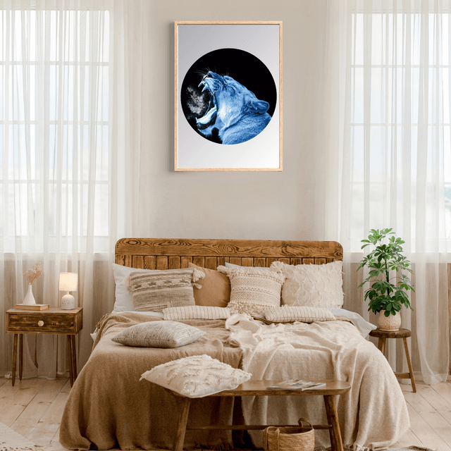 Impression Rugissement de Lionne - Décoration Murale Faune Sauvage / Lioness Roar Art Print - Wild Animal Wall Decor