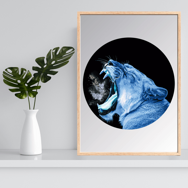 Impression Rugissement de Lionne - Décoration Murale Faune Sauvage / Lioness Roar Art Print - Wild Animal Wall Decor