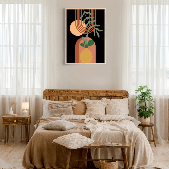 Botanique Moderne – Art Mural Paysage Désertique Abstrait  Boho / Modern Botanical – Abstract Desert Boho Landscape Wall Art