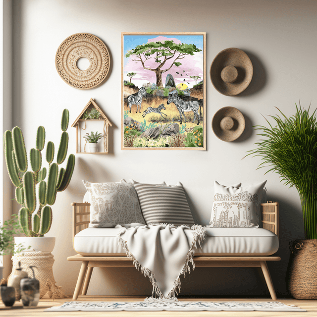 Impression de Zèbres dans la Savane - Décoration Murale Sauvage / Zebras in the Savanna Art Print - Wild Wall Decor