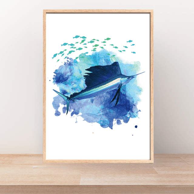Impression Artistique de Marlin Bleu pour les Passionnés de la Mer /  Blue Marlin Art Print for Marine Enthusiasts: Décoration Murale Aquatic