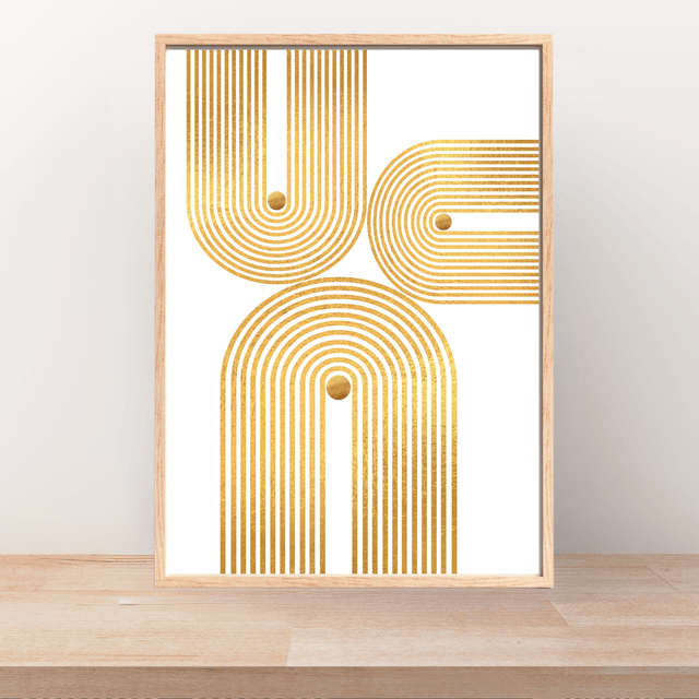 Golden Rhythm – Minimalist Geometric Wall Art / Rythme Doré – Art Mural Géométrique Minimaliste  ( Serie 2 )