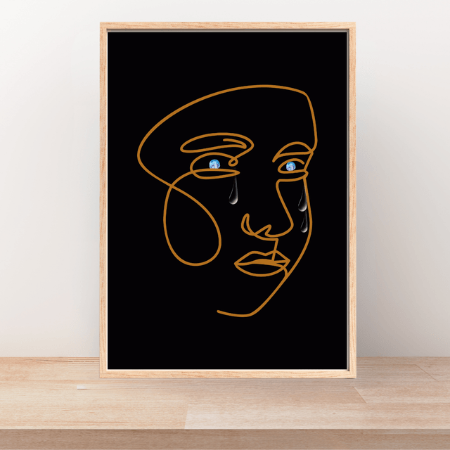 Impressions d'Art Élégantes: Femme avec des Larmes - Décoration Murale Moderne / Elegant Line Art: Woman with Tears - Modern Wall Decor