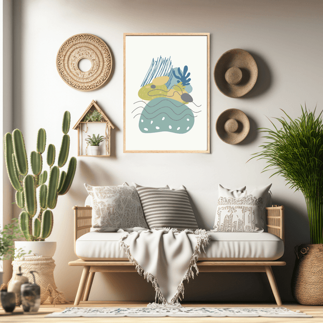 Impression Botanique Verte Bohème - Art Mural Inspiré par la Nature / Botanical Green Boho Print - Nature-Inspired Wall Art