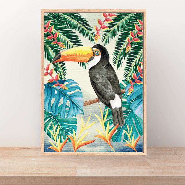 Impression Toucan dans la Forêt Tropicale d'Amazonie - Décoration Murale Exotique / Toucan in Amazon Rainforest Art Print - Exotic Wall Decor