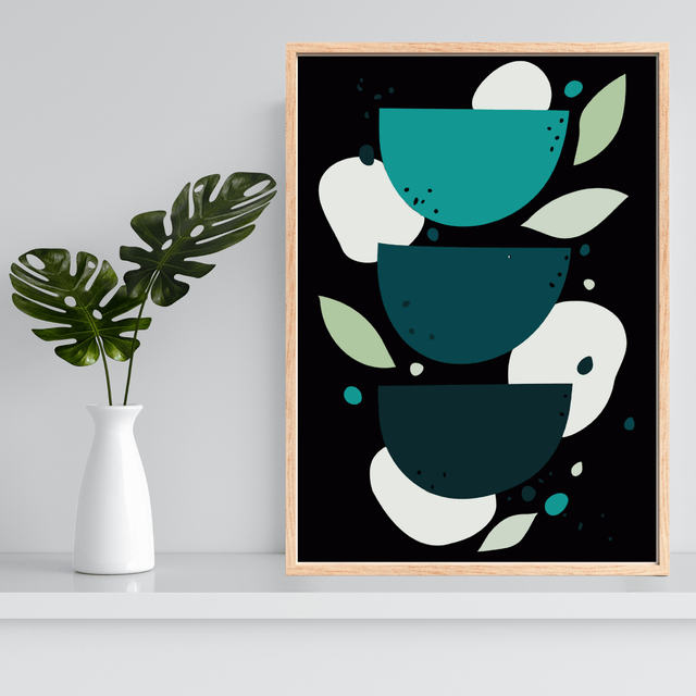 Impression Abstraites Bohèmes de Bols Verts - Décoration Murale Moderne / Green Bowls Boho Abstract Prints - Modern Wall Decor