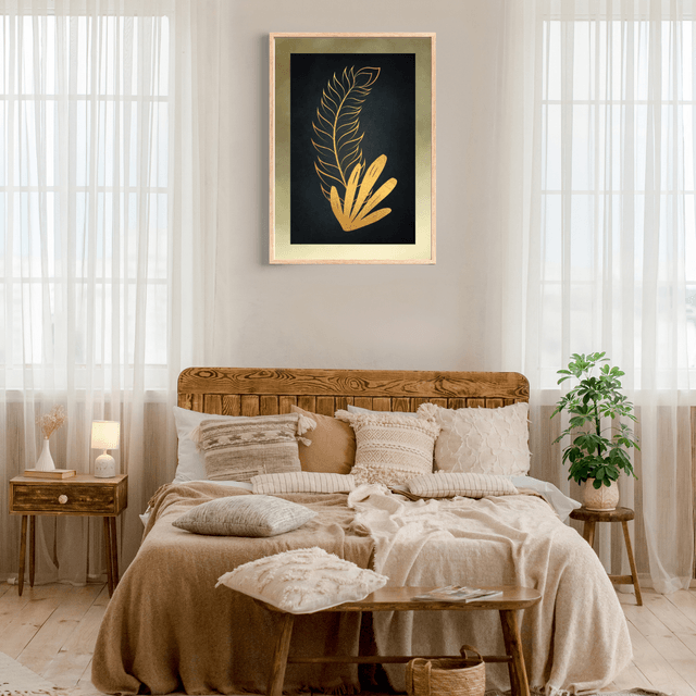 Impression Feuille Tropicale Botanique Dorée - Décoration Murale Exotique / "Gold Botanical Tropical Leaf Print - Exotic Wall Decor