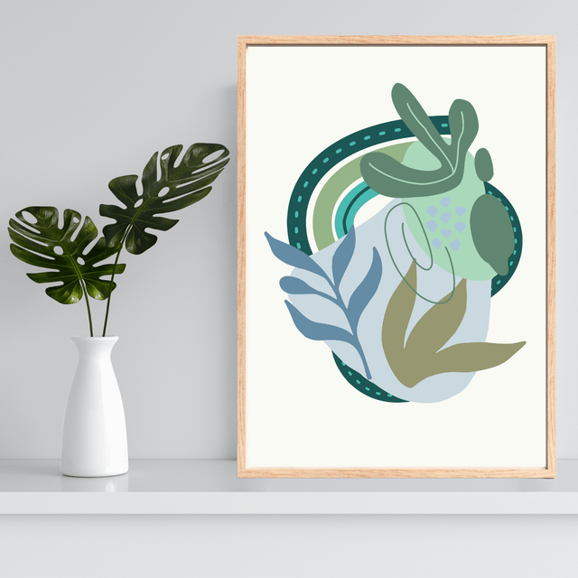 Impression Feuilles Botaniques Vertes Bohème - Art Mural Inspiré par la Nature / Botanical Green Boho Leaves Print - Nature-Inspired Wall Art