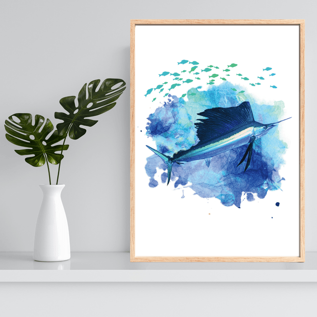 Impression Artistique de Marlin Bleu pour les Passionnés de la Mer /  Blue Marlin Art Print for Marine Enthusiasts: Décoration Murale Aquatic