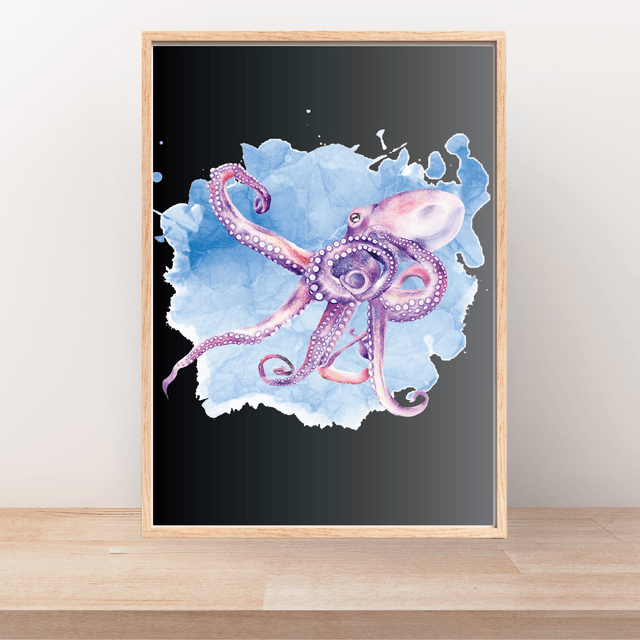 Impression de Poulpe Violet - Décoration Murale Inspirée par l'Océan / Purple Octopus Print - Ocean-Inspired Wall Decor