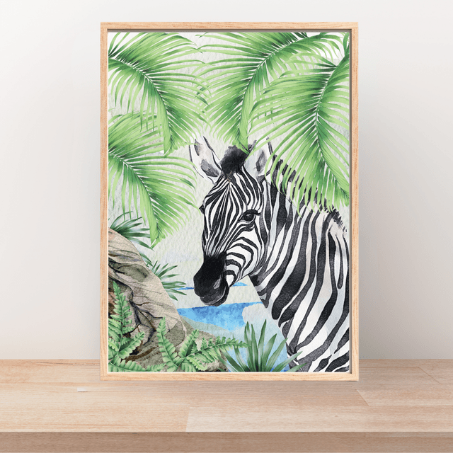 Impression de Zèbre au Bord de l'Eau - Décoration Murale Sauvage / Zebra by the Water Art Print - Wild Wall Decor