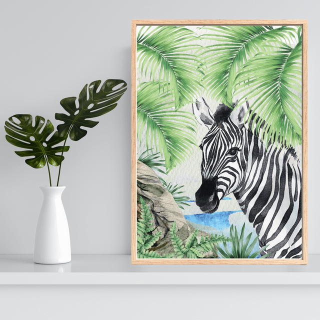 Impression de Zèbre au Bord de l'Eau - Décoration Murale Sauvage / Zebra by the Water Art Print - Wild Wall Decor