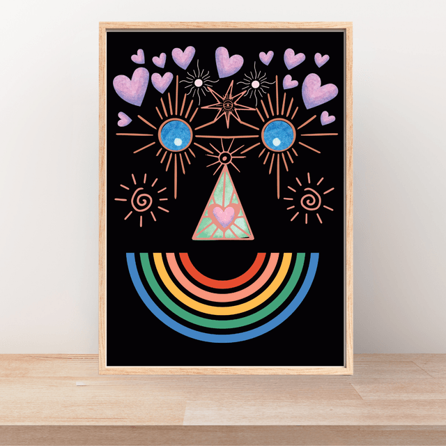 Impression de Sourire Arc-en-ciel - Décoration Murale Vibes Rayonnantes Boho / Boho Rainbow Smile Art Print - Radiant Boho Wall Decor