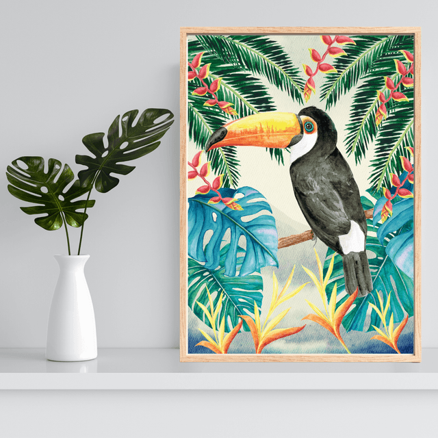 Impression Toucan dans la Forêt Tropicale d'Amazonie - Décoration Murale Exotique / Toucan in Amazon Rainforest Art Print - Exotic Wall Decor