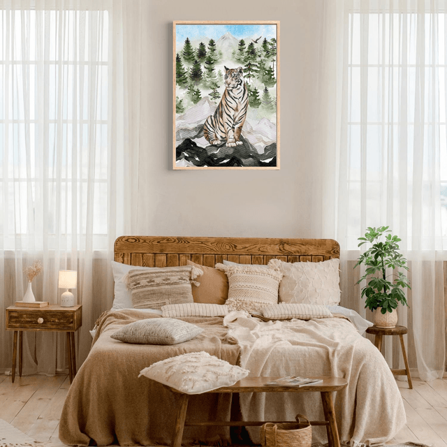 Impression de Tigre Assis dans les Montagnes de Sibérie - Décoration Murale Sauvage / Siberian Mountain Tiger Art Print - Wild Wall Decor