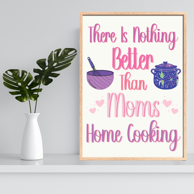 Impression Typographique 'La Magie Opère Quand Maman Cuisine'- Décoration Murale /  Magic Happens When Mom Cooks Typography Print - Wall Decor