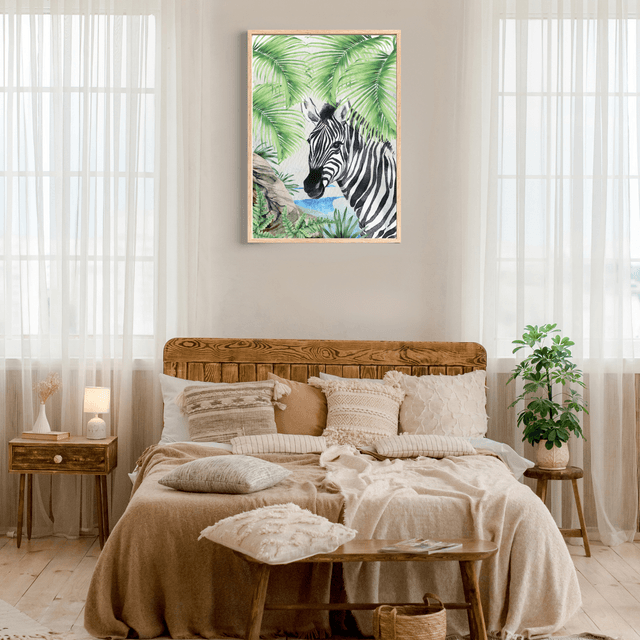 Impression de Zèbre au Bord de l'Eau - Décoration Murale Sauvage / Zebra by the Water Art Print - Wild Wall Decor
