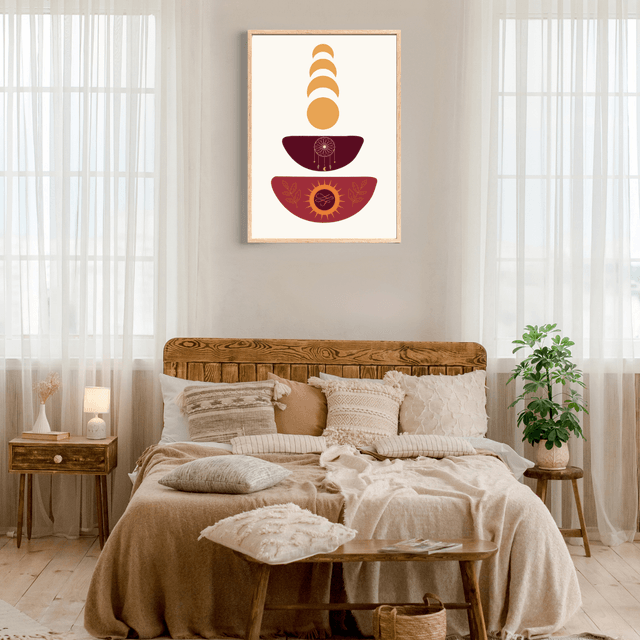 Impression Art Cycle de la Lune Bohème - Décoration Murale Mystique / Boho Moon Cycle Art Print - Mystical Wall Decor