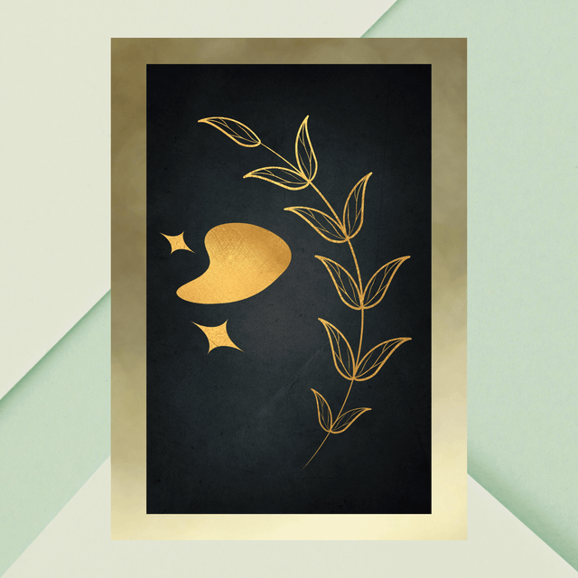 Impression Feuille Botanique Dorée - Décoration Murale Luxueuse / Gold Botanical Leaf Print - Luxurious Wall Decor