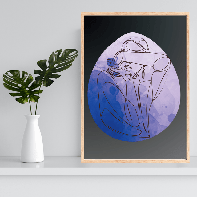 Art Linéaire Féminin Élégant en Violet - Décor Sophistiqué / Elegant Purple Female Line Art - Sophisticated Decor