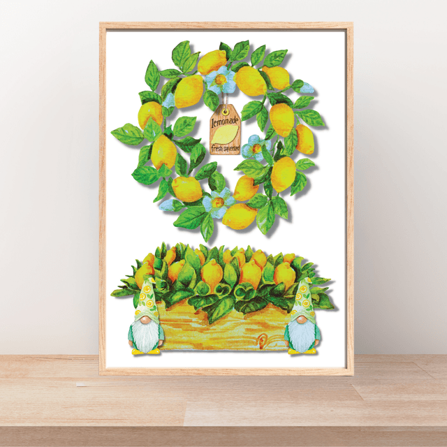 Impression d'Art Jardin de Gnomes Citron - Décoration Fantaisiste  / Lemon Gnomes Garden Art Print - Whimsical Home Decor