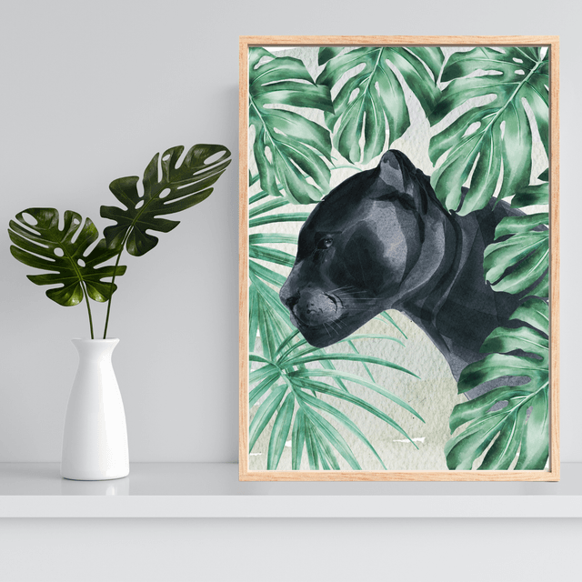 Impression de Panthère Marchant à travers la Jungle - Décoration Murale Sauvage / Panther Strolling Through the Jungle Print - Wild Wall Decor