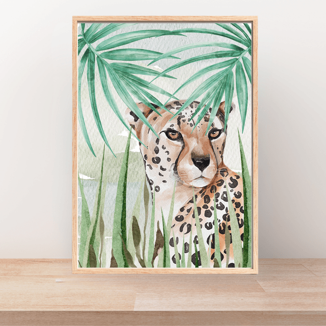 Impression de Guépards dans l'Herbe de la Savane - Décoration Murale Sauvage / Savannah Cheetahs Print - Wild Wall Decor