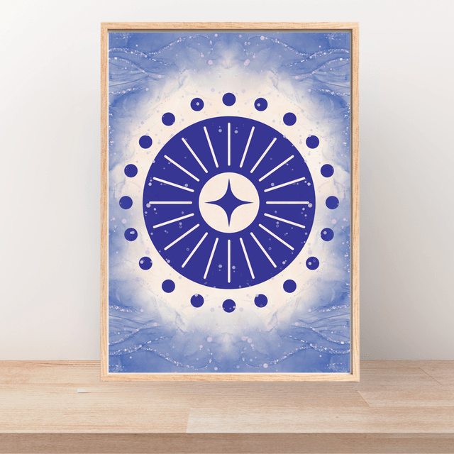 Mystic Radiance Wall Art Print / Affiche Murale Radiance Mystique - Blue Celestial Starburst Boho
