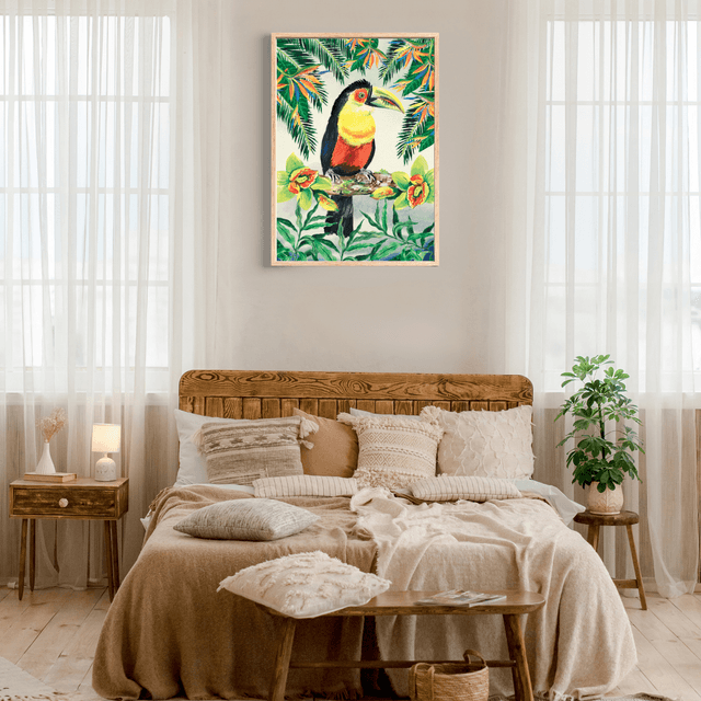 Impression de Toucan à Poitrine Rouge dans la Forêt Tropicale - Décoration Exotique / Red-breasted Toucan in Tropical Forest Art Print - Exotic Decor