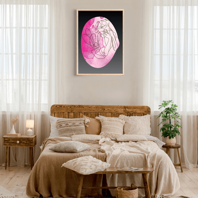 Impression Art Linéaire Féminin Élégant en Rose - Décor Sophistiqué /Elegant Pink Female Line Art Print - Sophisticated Decor