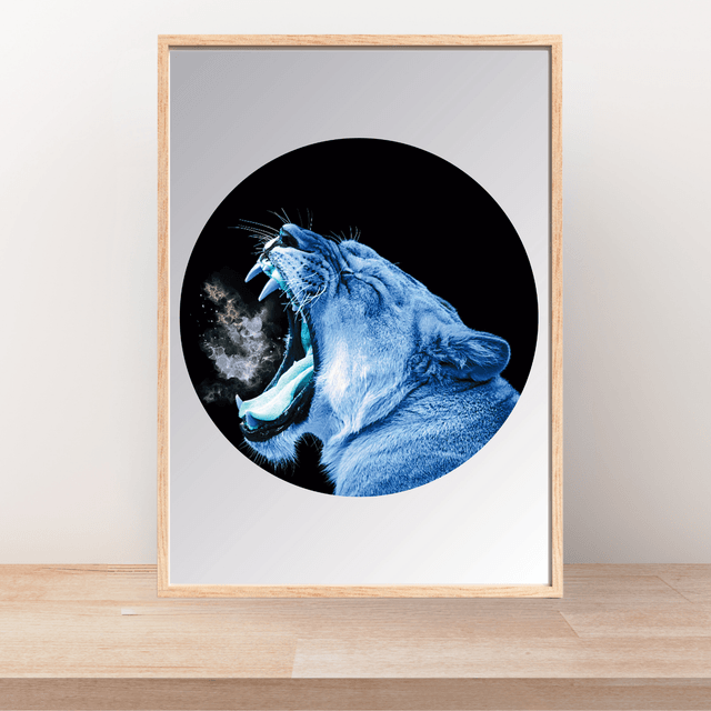 Impression Rugissement de Lionne - Décoration Murale Faune Sauvage / Lioness Roar Art Print - Wild Animal Wall Decor
