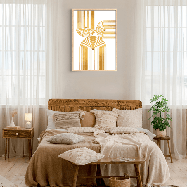 Golden Rhythm – Minimalist Geometric Wall Art / Rythme Doré – Art Mural Géométrique Minimaliste  ( Serie 2 )
