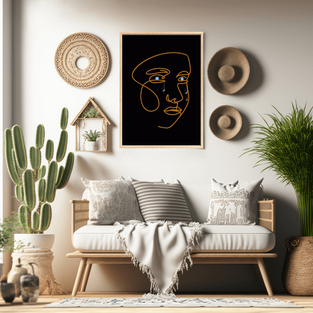 Impressions d'Art Élégantes: Femme avec des Larmes - Décoration Murale Moderne / Elegant Line Art: Woman with Tears - Modern Wall Decor