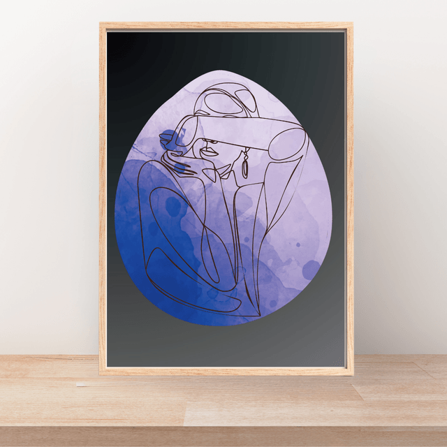 Art Linéaire Féminin Élégant en Violet - Décor Sophistiqué / Elegant Purple Female Line Art - Sophisticated Decor