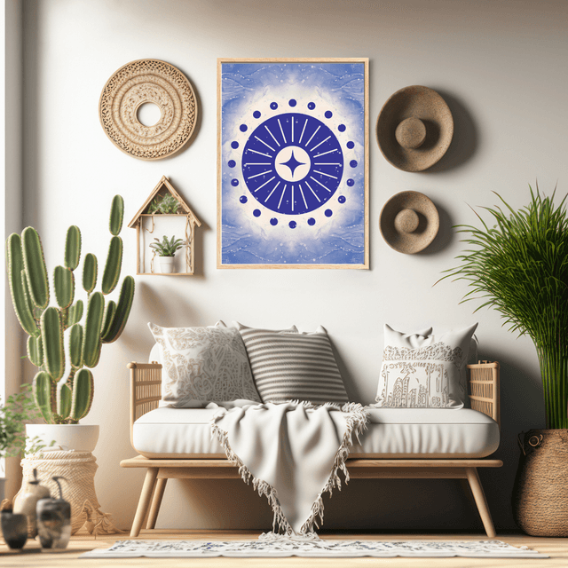 Mystic Radiance Wall Art Print / Affiche Murale Radiance Mystique - Blue Celestial Starburst Boho