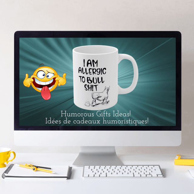 Mug Amusant avec Taureau – Design Sarcastique 'Je Suis Allergique aux Conneries / Funny Bull Mug – 'I’m Allergic to Bullsh*t' Sarcastic Design