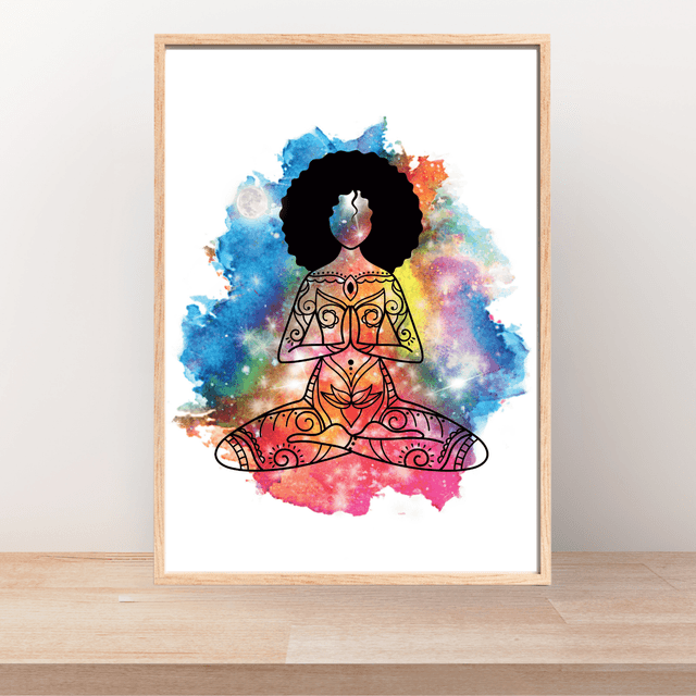 Illustration Femme dans une Zone de Méditation - Art Mural Spirituel / Calm Female Meditation Zone Illustration - Spiritual Wall Art